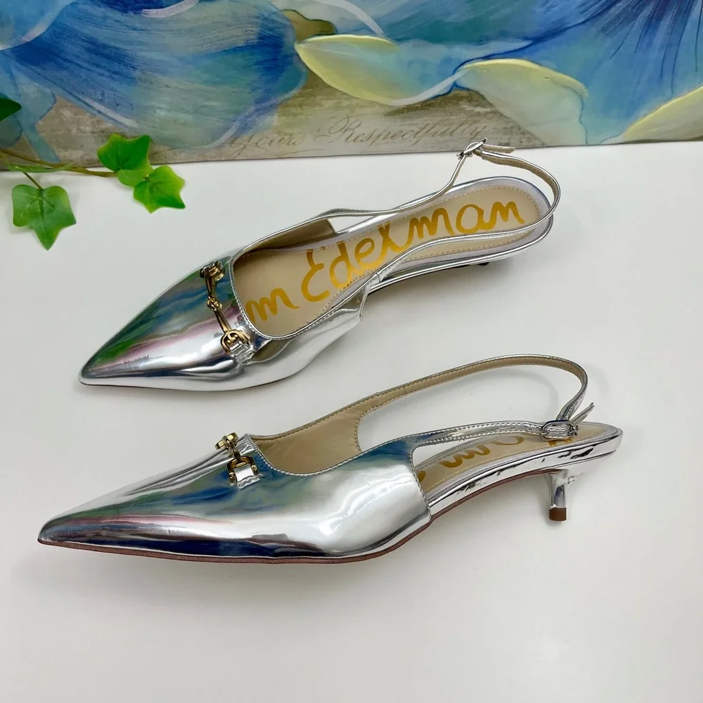 Sam Edelman Fitzgerald Kitten Heels in Silver Size 7.5 - Picture 6 of 12